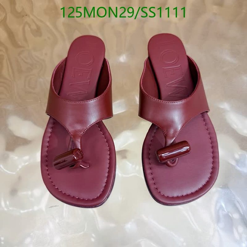 Loewe Women's Burgundy Leather Thong Sandals - EU 35-41