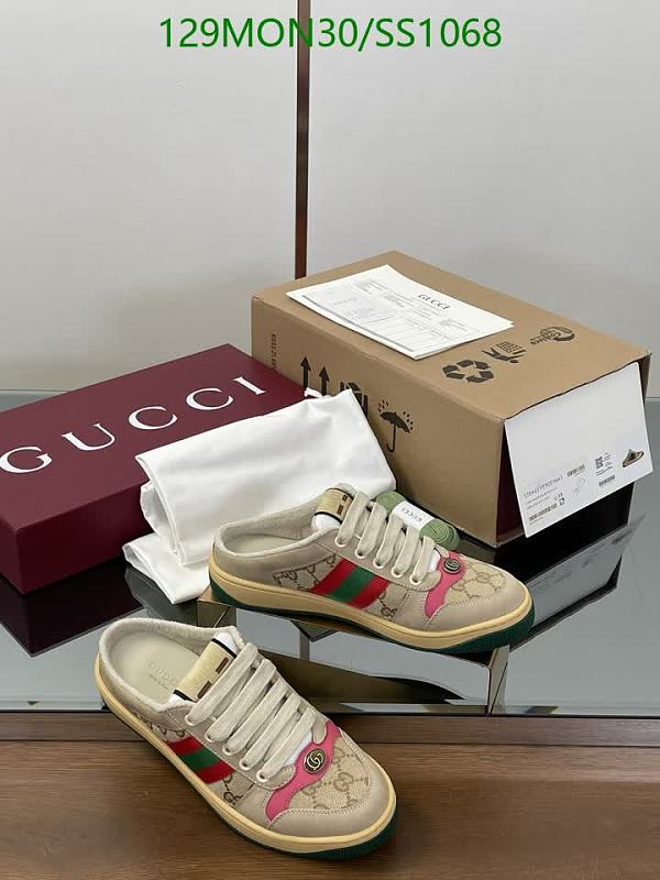Gucci Women's Canvas & Cowhide Slip-On Sneakers - Beige/Green/Pink 27 Gucci Women's Canvas & Cowhide Slip-On Sneakers - Beige/Green/Pink