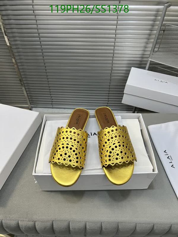 Alaïa Women's Gold Leather Laser-Cut Slide Sandals