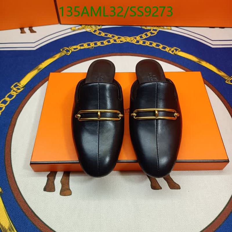 Hermes Women's Black Leather Mule Shoes with Gold Horsebit Detail