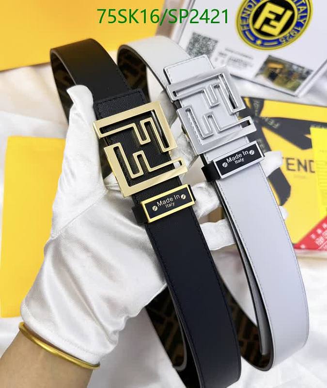 Fendi Reversible Belt with FF Buckle - Black & White Leather