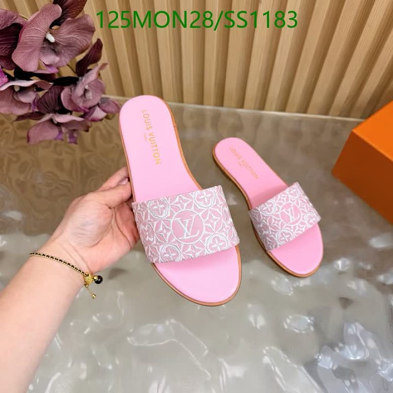 Louis Vuitton Women's Pink Monogram Denim Slide Sandals