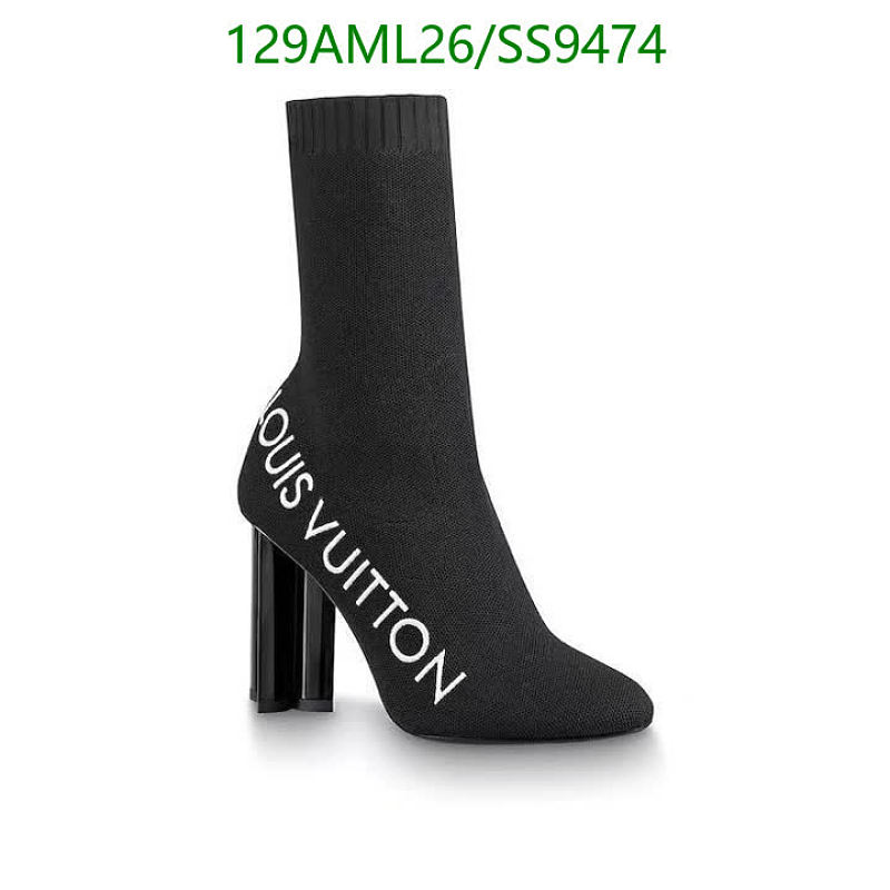 Louis Vuitton Women's Black Flyknit Sock Boots with Block Heel