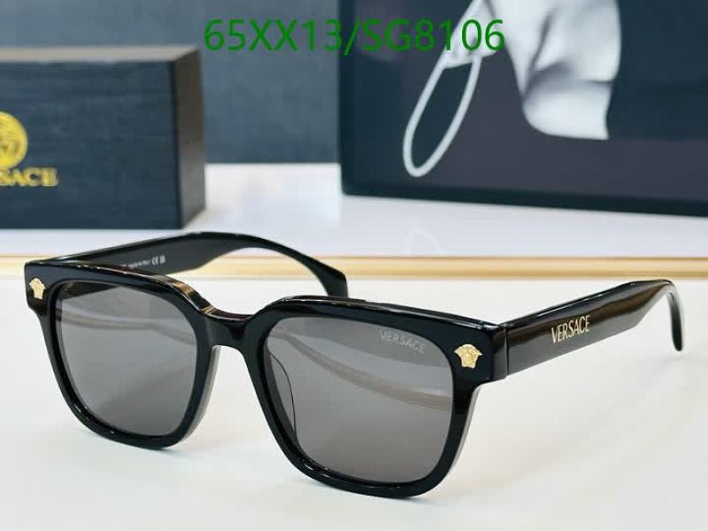 Versace Sunglasses SG8106 - Bold Black Acetate Frame, Grey Lenses