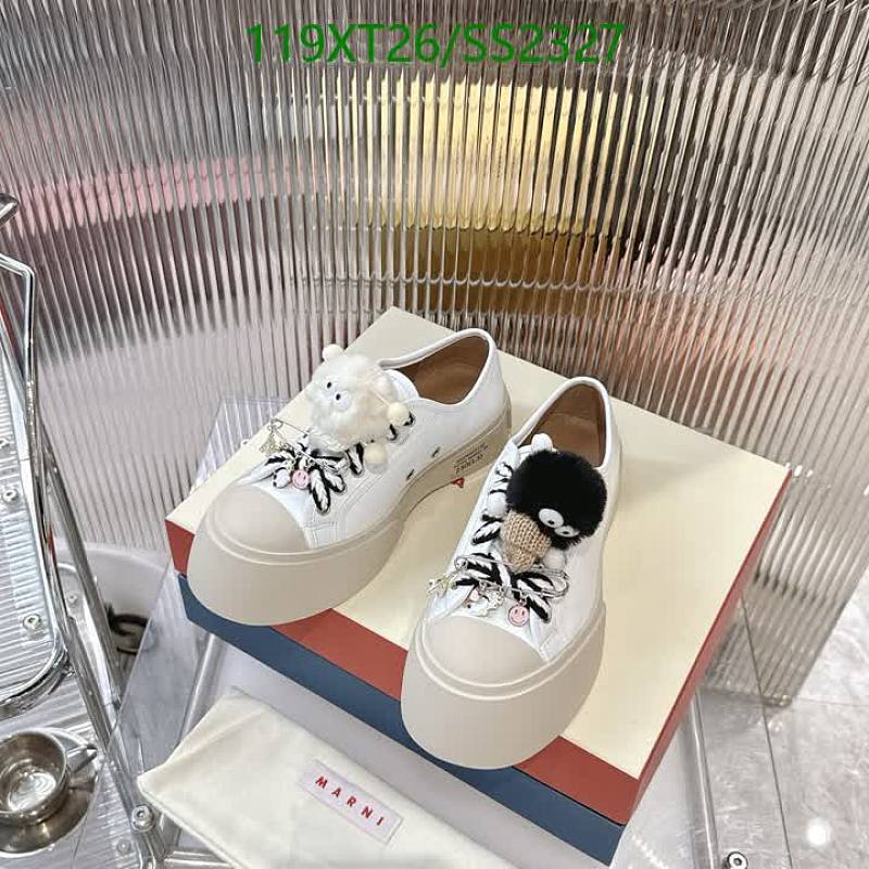 Marni Women's Platform Sneakers - White Cowhide with Cute Charms