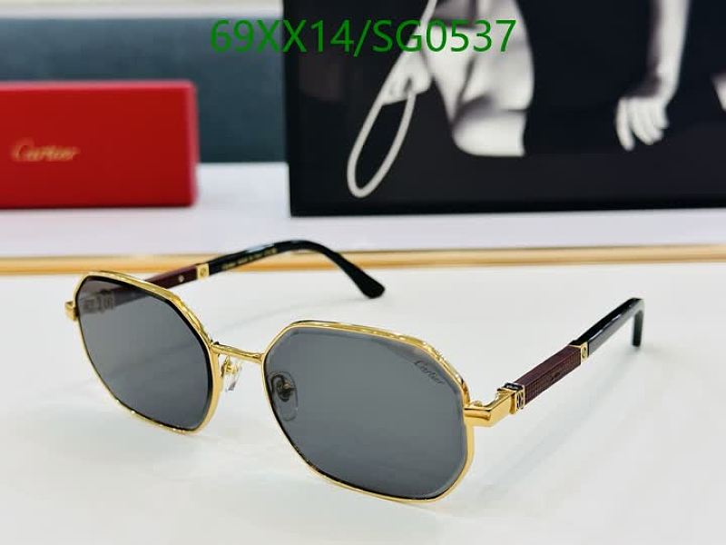 Cartier Octagonal Sunglasses - Gold Frame, Grey Lenses, Unisex Style