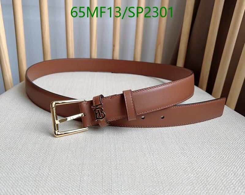 Burberry Leather Belt with Gold Buckle - Classic Style