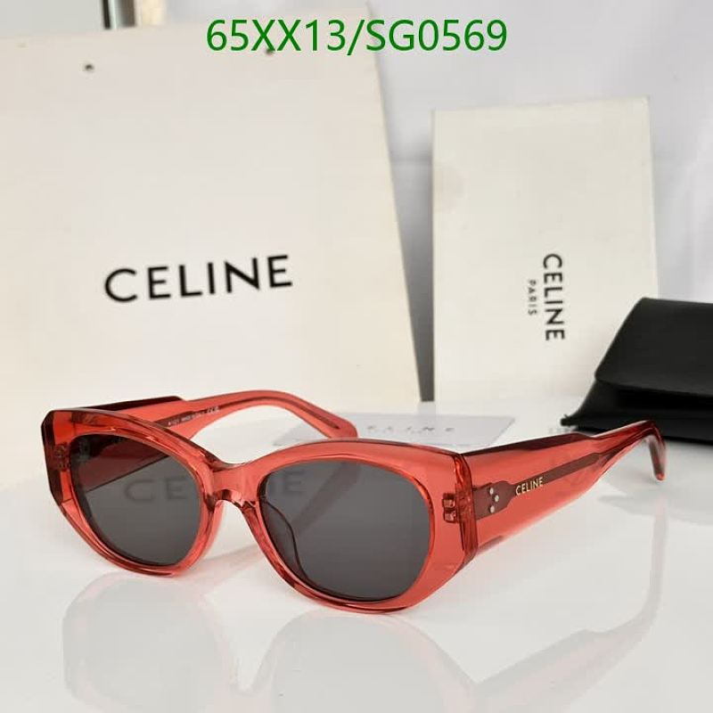 Celine SG0569 Women's Red Translucent Acetate Cat-Eye Sunglasses
