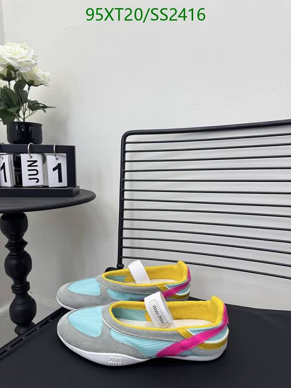 Miu Miu Women's Casual Low-Top Shoes - Blue, Grey, Pink & Yellow