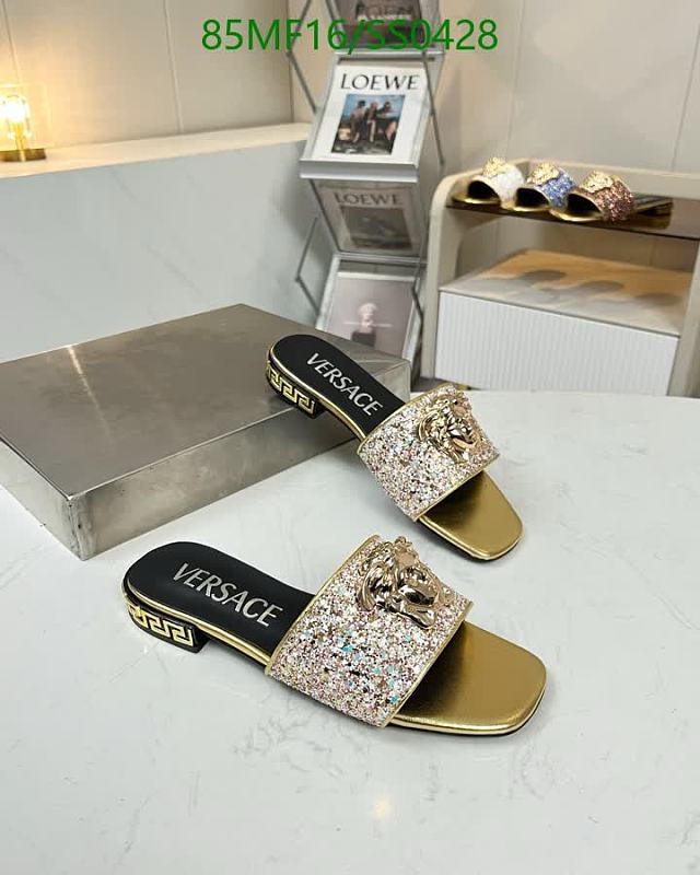 Versace Women's Glitter Medusa Slides - Gold Sheepskin Sandals