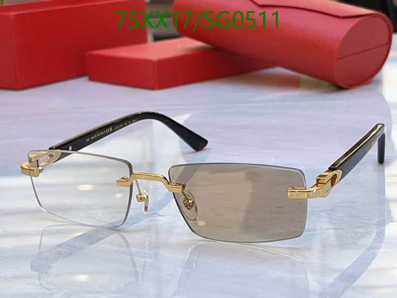 Cartier Rimless Sunglasses - Gold Frame, Brown Lens, 57mm