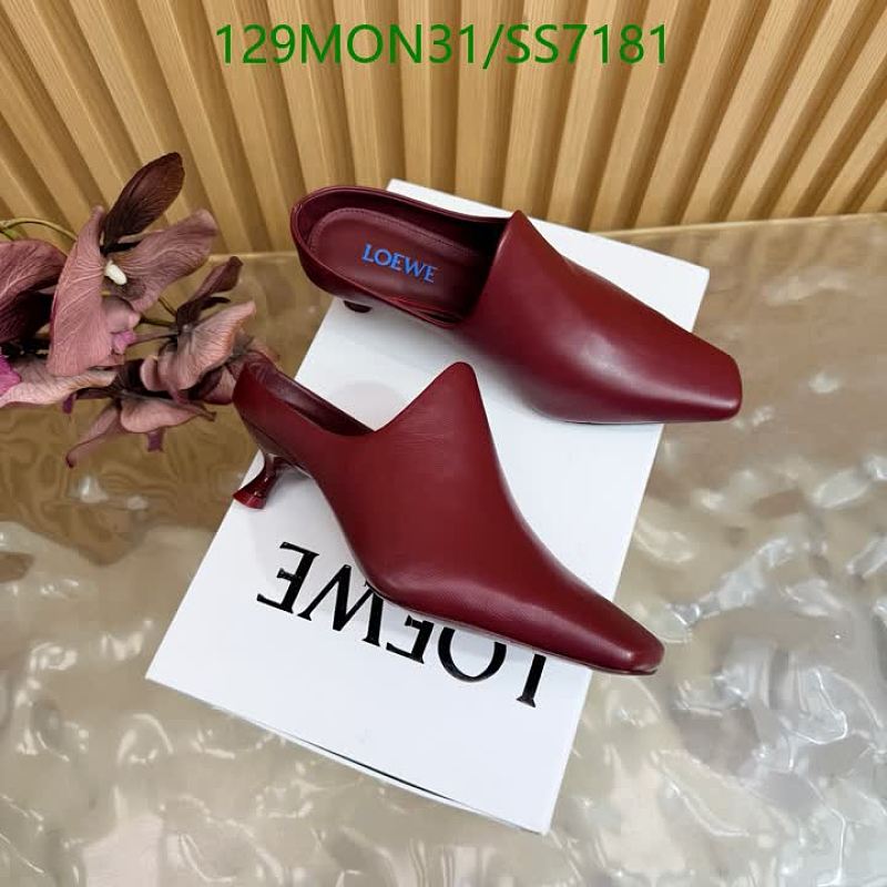 Loewe Women's Burgundy Sheepskin & Leather Pointed Toe Heel Mules EU 35-41