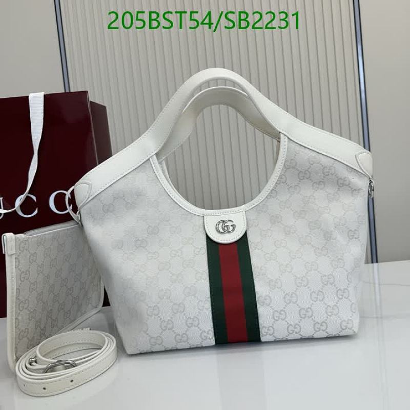 Gucci White GG Canvas & Genuine Leather Hobo Bag with Web Stripe Detail