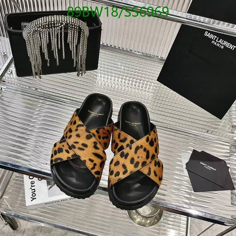 Yves Saint Laurent Women's Leopard Print Wool & Sheepskin Slides