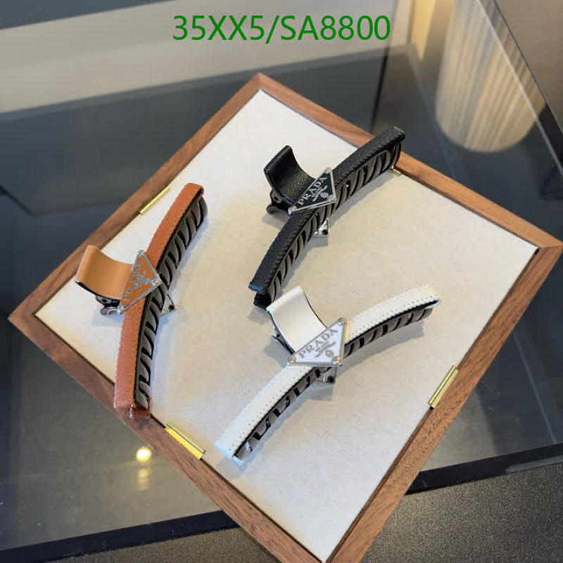 Prada Triangle Logo Hair Claw Clip - Black, White, & Tan Options