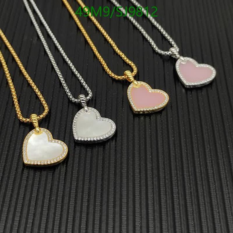 David Yurman Heart Pendant Necklace with Mother of Pearl & Pink Enamel