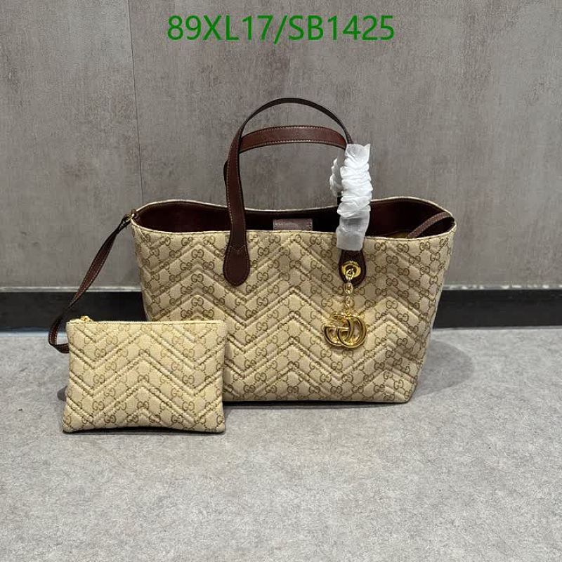Gucci Beige Canvas & Leather Tote Bag with Pouch