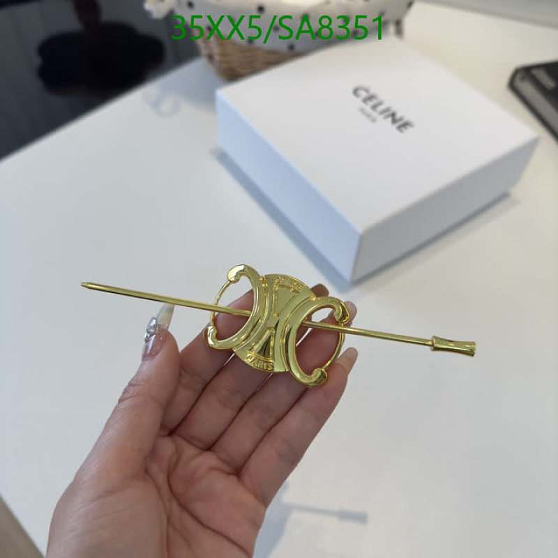 Celine Triomphe Hair Stick Barrette - Gold Metal