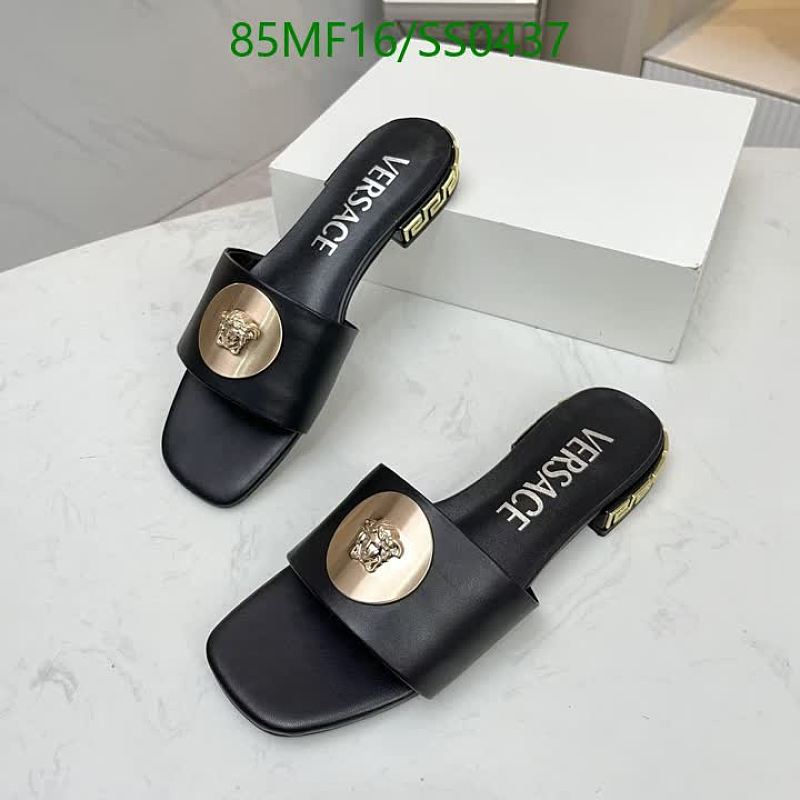 Versace Women's Black Leather Medusa Slide Sandals