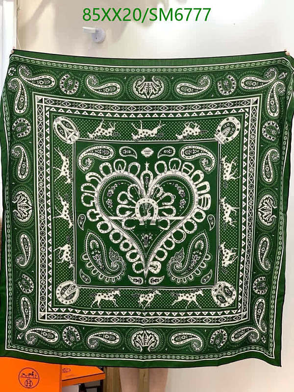 Hermes Scarf 140x140CM Cashmere Real Silk Green Paisley Horse Pattern
