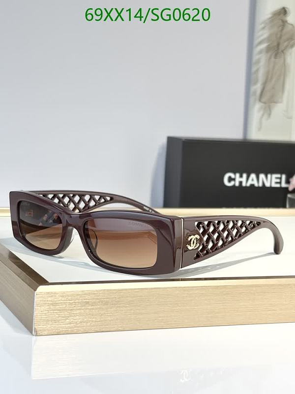 Chanel Women's Burgundy Lattice Cat-Eye Sunglasses
