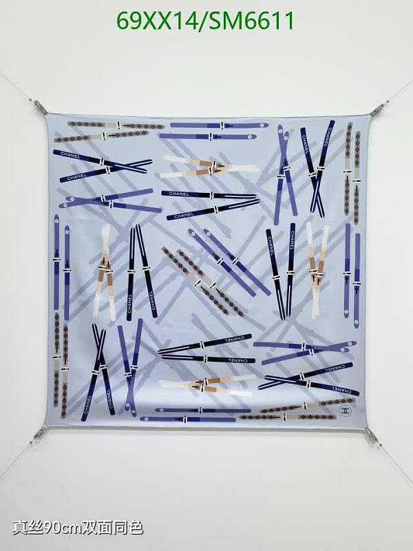 Chanel 90cm Real Silk Scarf with Skiing Motif