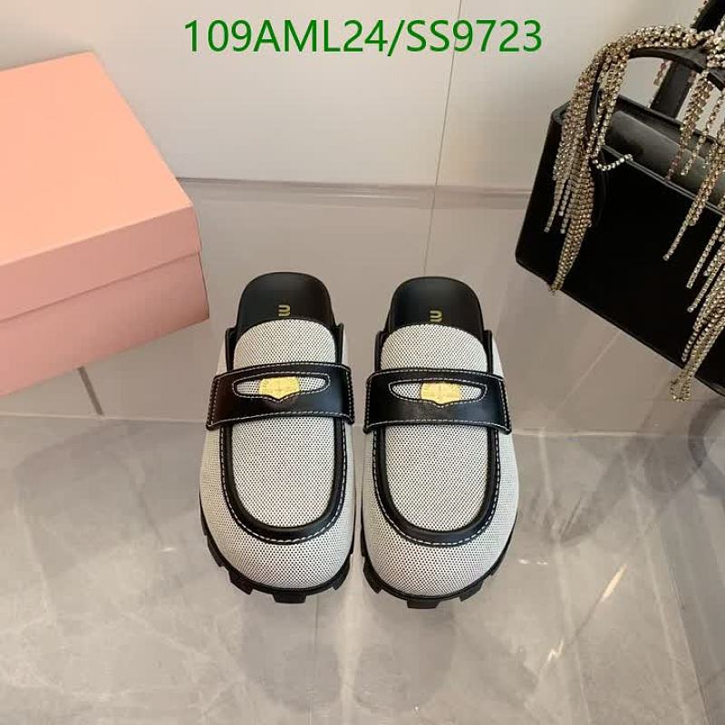 Miu Miu Women's Woven Fabric & Sheepskin Mules - EU 35-40