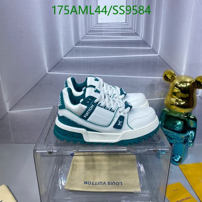 Louis Vuitton Men's White and Teal Leather & Mesh Sneakers