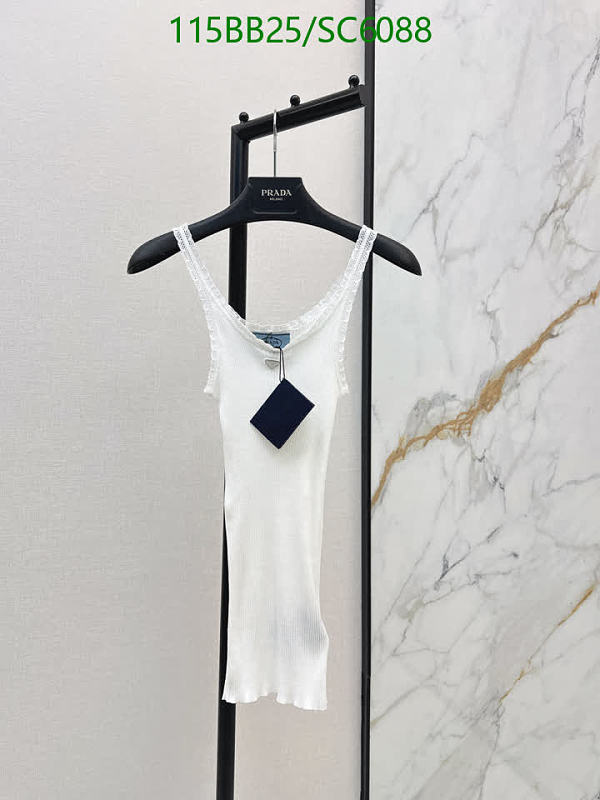 Products 40 Prada Women's White Ribbed Knit Tank Top with Lace Trim - Size S-M-L