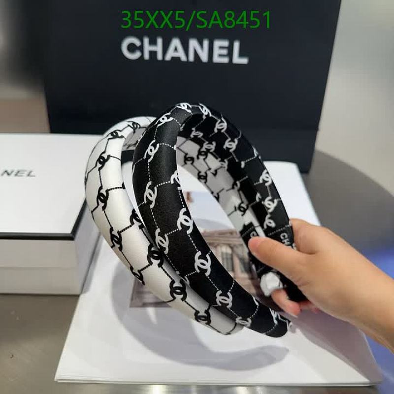 Chanel CC Monogram Headband Black & White Silk Satin Hair Accessory