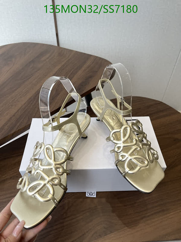 Loewe Women's Gold Sheepskin Leather Anagram Sandals - EU 35-42