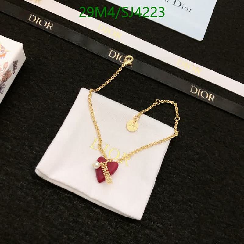 Dior Heart Charm Bracelet with Pearl Accent - Gold Tone