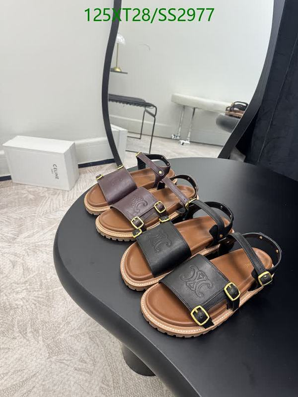 Celine Women's Leather Flat Sandals with Triomphe Motif
