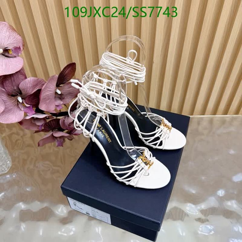 Yves Saint Laurent Women's White Silk & Leather Strappy Heeled Sandals