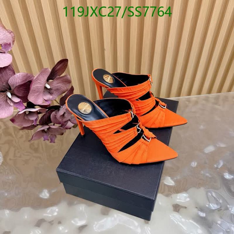 Yves Saint Laurent Women's Orange Ruched Pointed Toe Heels