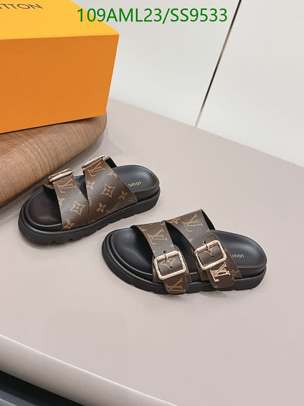 Louis Vuitton Men's Monogram Canvas & Leather Slide Sandals