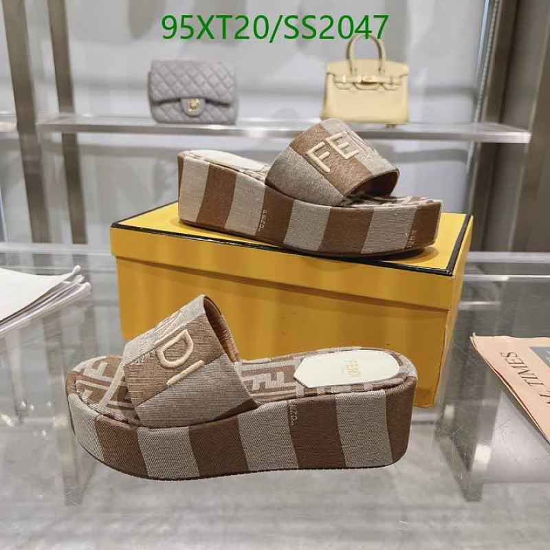 Fendi Women's Platform Slides - Stylish Canvas Sandals for Summer Fashion