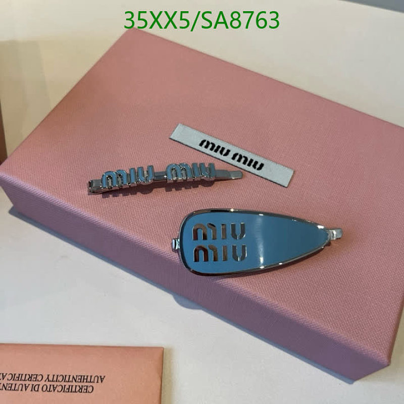 Miu Miu Logo Hair Clip Set - Elegant Blue and Silver Hair Accessories