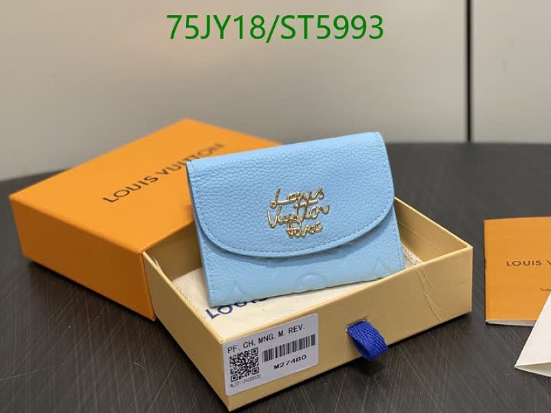 Louis Vuitton Women's Sky Blue Genuine Leather Trifold Wallet