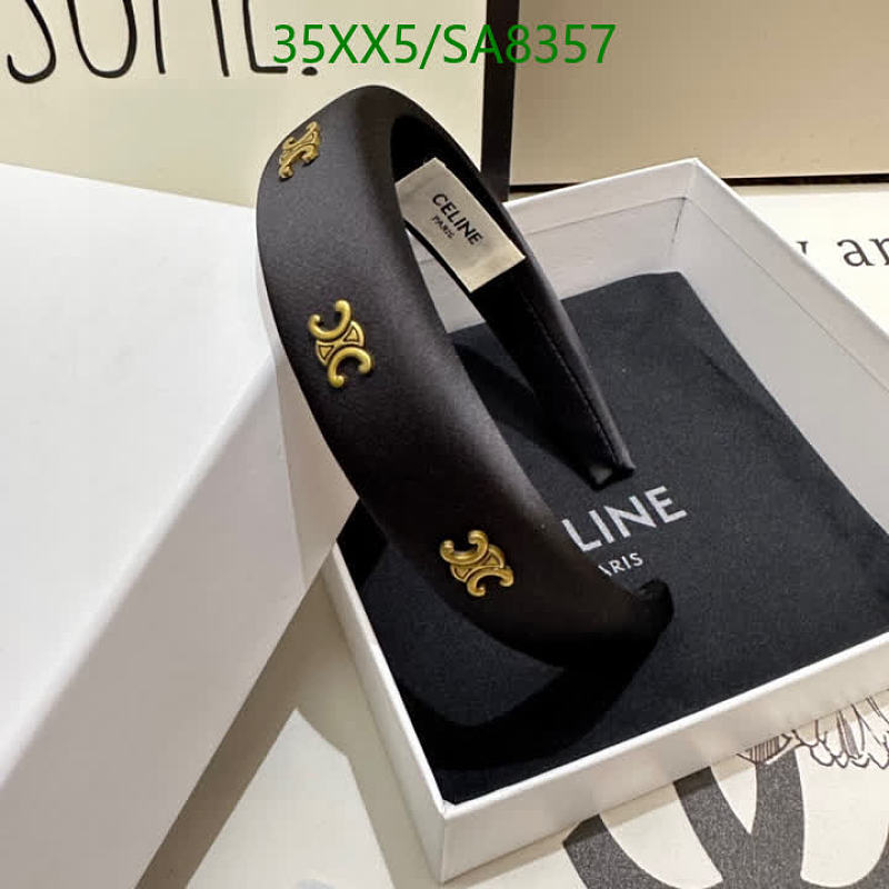Celine Black Satin Triomphe Headband - Stylish Hair Accessory