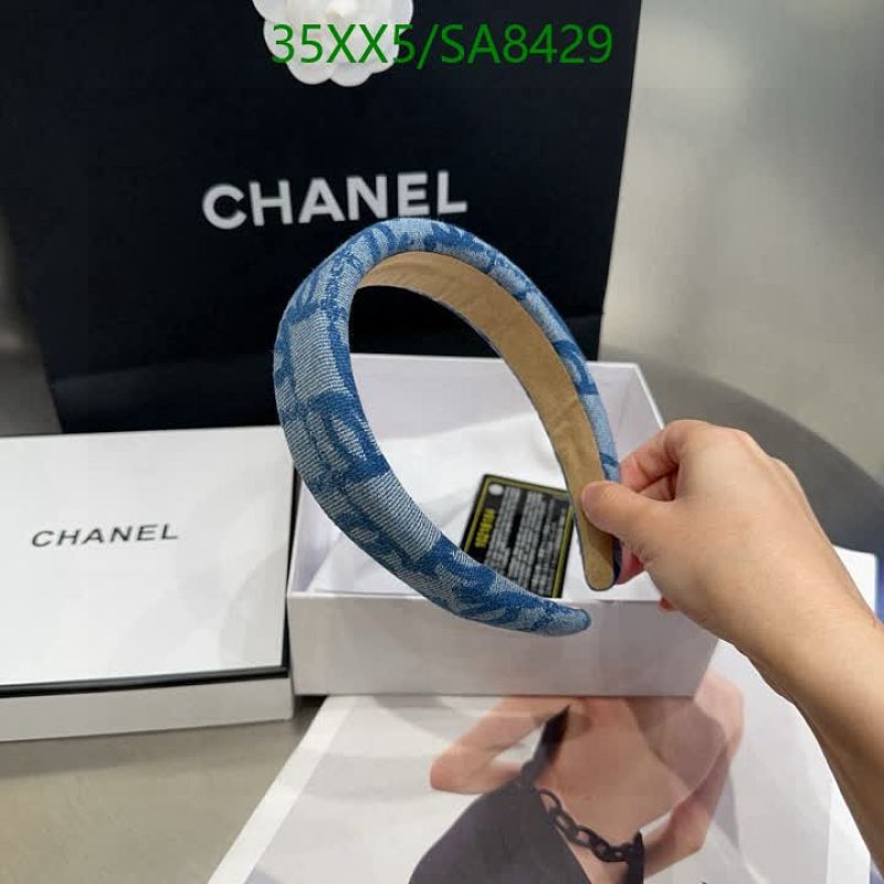 Chanel Embroidered Headband - Blue Denim Style