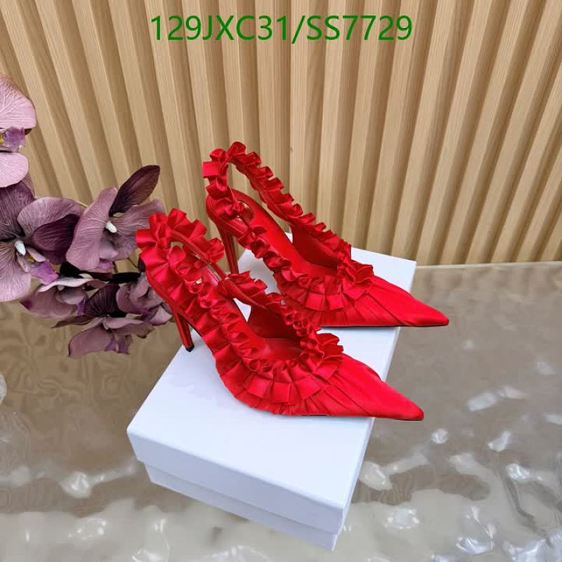 Yves Saint Laurent Women's Red Silk Ruffled Stiletto Heel Pumps
