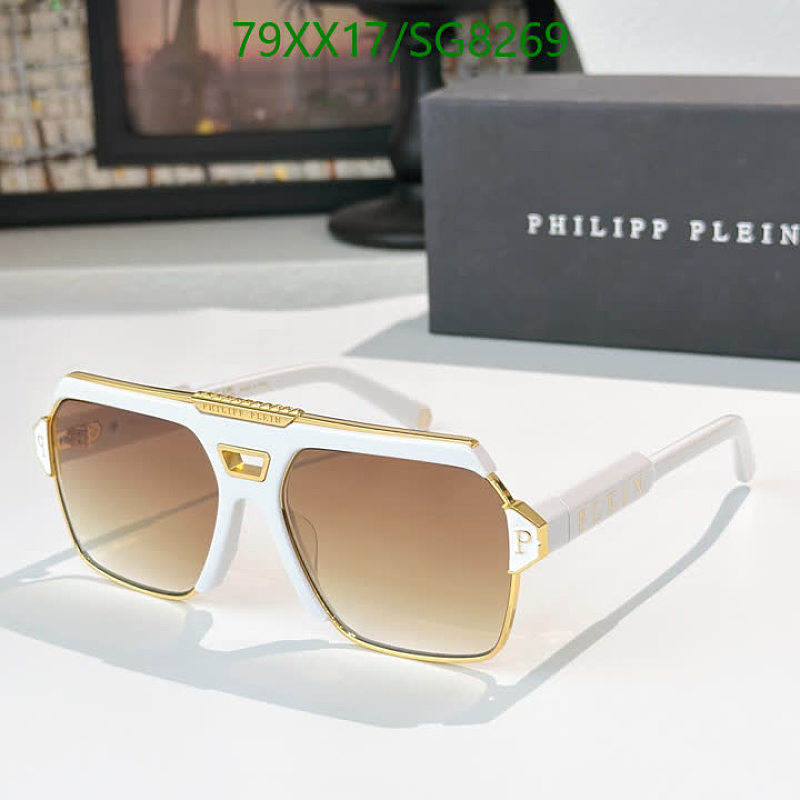 Philipp Plein Men's SG8269 White Gold Aviator Sunglasses