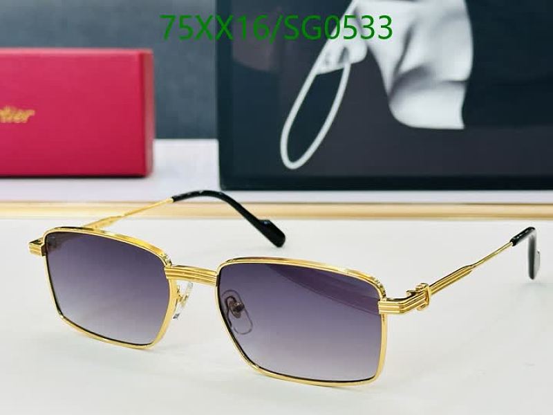 Cartier Rectangular Metal Sunglasses for Men - Gold Frame, Gradient Lenses