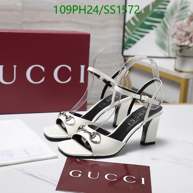 Gucci Women's White Leather Horsebit Heeled Sandals