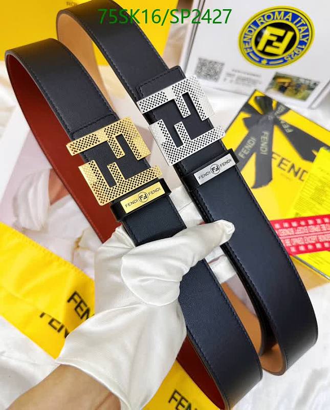 Fendi Reversible Leather Belt with FF Buckle - Black/Red