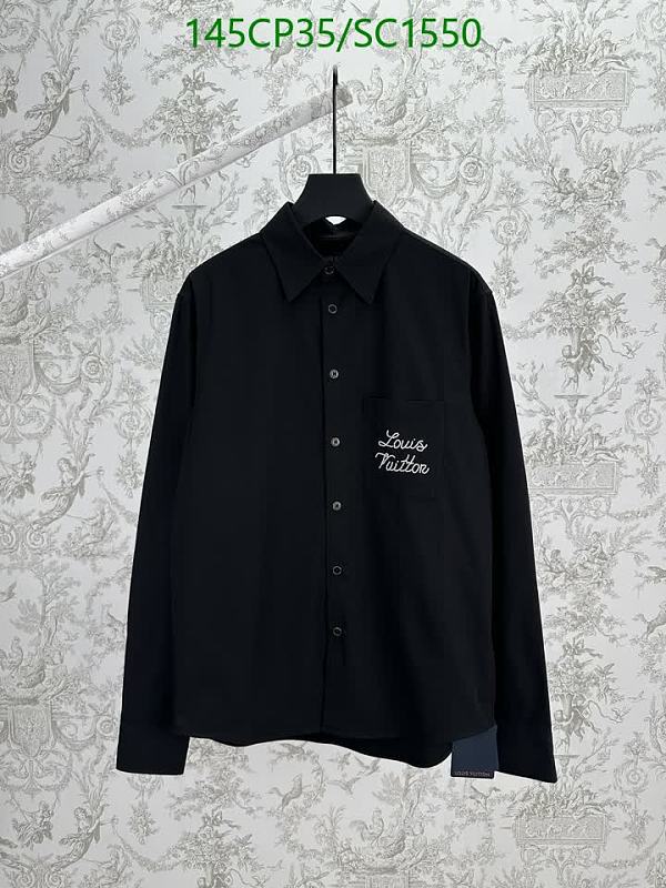 Louis Vuitton Black Embroidered Logo Long Sleeve Button-Up Shirt