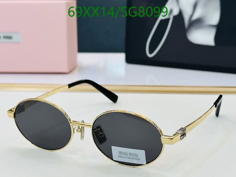 Miu Miu Oval Sunglasses for Women - Gold Frame, Gray Lens, 54-19-145