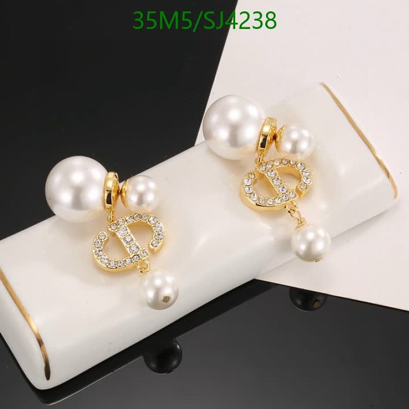 Dior Pearl and Crystal Double Pearl Earrings Gold Plated