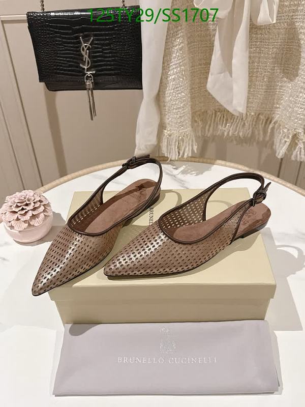 Brunello Cucinelli Women's Perforated Leather Slingback Flats - EU 35-42